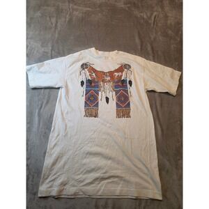 Diamond Dust T Shirt Mens Large White Native American Western Graphic Tee VTG